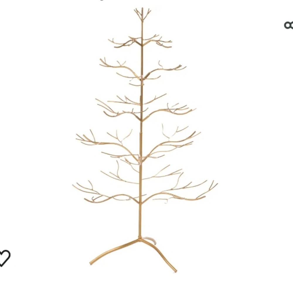 Holiday ornament jewelry display metallic gold metal 3ft tall tree
